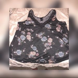 Grey Floral Open Back Tank